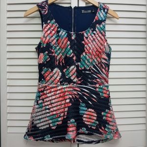 7th Avenue Design Studio Sleeveless Floral Eyelet Peplum top XS